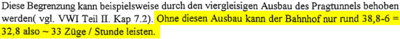 Zitat aus dem Gutachten von Prof. Schwanhäußer aus 1997, S21 auf 32,8 Züge begrenzt